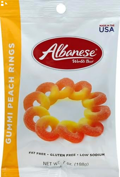 Albanese Gummy Peach Rings, 7 Oz