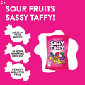 Taffy Town Salt Water Sassy Sour Fruits Taffy - 4.5Oz - Individually Wrapped, Old Fashioned, Soft, Chewy & Creamy Gourmet Taffy Candy Bulk for Party Favors & Goodie Bags - Gluten-Free & Peanut-Free