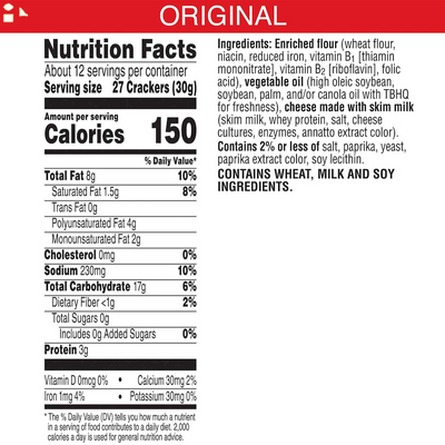 Cheez-It Baked Snack Cheese Crackers, Original, 12.4 Oz Box