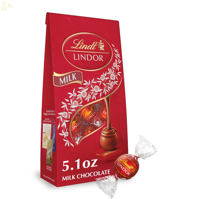 Lindt LINDOR Milk Chocolate Candy Truffles, Milk Chocolate with Smooth, Melting Truffle Center, 5.1 Oz. Bag