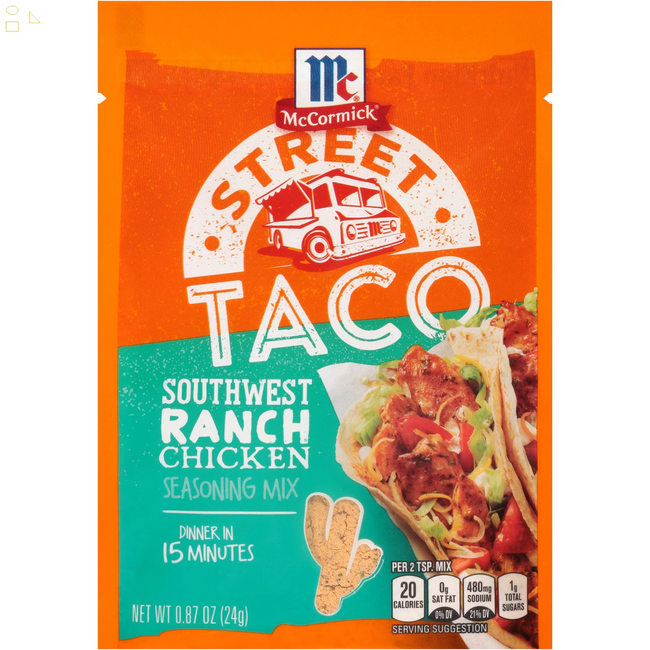 Mccormick Ranch Chicken Taco Street Southwest Seasoning Mix, 0.87 Oz Envelope Packing May Vary