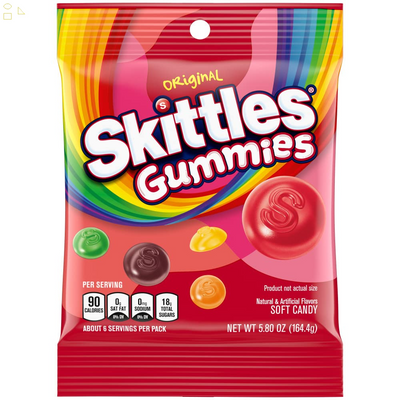 Skittles Gummy Candy Oz Bag, Original, 5.8 Ounce