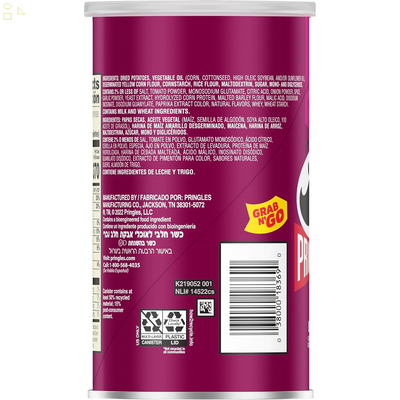 Pringles Potato Crisps Chips, Lunch Snacks, Office and Kids Snacks, Grab N' Go Snack Pack, BBQ, 2.5Oz Can (1 Can)