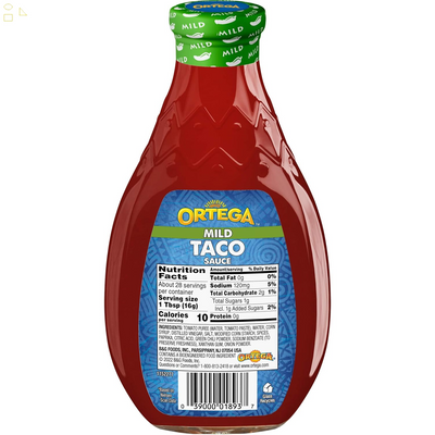 Ortega Taco Sauce Original Thick and Smooth, Mild, 16 Ounce Packaging may vary