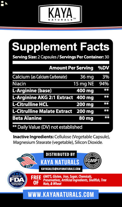 L-Arginine 60 Nitric Oxide Testosterone Booster Beta Alanine L Citrulline