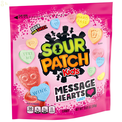 SOUR PATCH KIDS Message Hearts Valentines Day Candy, 13.01 Oz