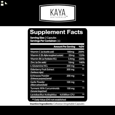 Immune System Booster, Elderberry, Zinc, Probiotics, Echinacea, Garlic, Turmeric