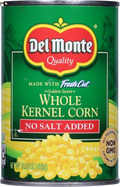 Del Monte Canned No Salt Added Golden Sweet Whole Kernel Corn, 15.25 Oz Packaging may vary