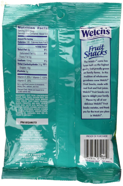 WELCH'S Fruit Snacks, Island Fruits, 5 Ounce