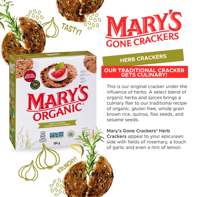 Mary'S Gone Crackers Herb Crackers, Organic Brown Rice, Flax & Sesame Seeds, Gluten Free, 6.5 Ounce