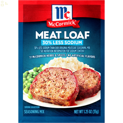 Mccormick Meat Loaf 30% Less Sodium Meat Loaf Seasoning Mix, 1.25 Oz Envelope Packing May Vary 