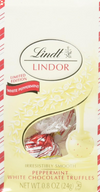 Lindt Holiday Peppermint White Chocolate Truffles Mini Gift Bag, Kosher, Great for Holiday Gifting, 0.8 Oz