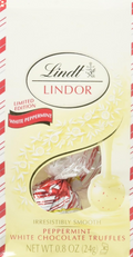 Lindt Holiday Peppermint White Chocolate Truffles Mini Gift Bag, Kosher, Great for Holiday Gifting, 0.8 Oz