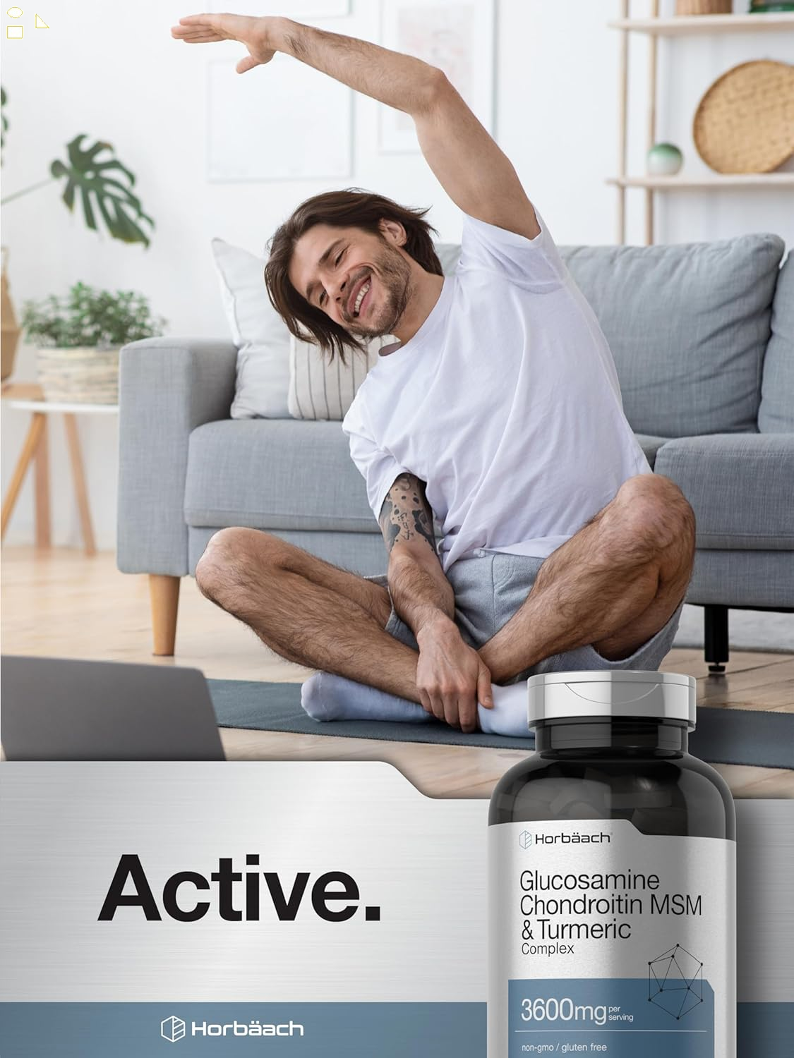 Glucosamine Chondroitin MSM | 3600 Mg | 360 Caplets | Advanced Formula with Turmeric | Non-Gmo, Gluten Free
