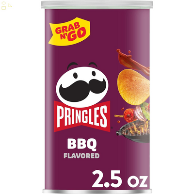 Pringles Potato Crisps Chips, Lunch Snacks, Office and Kids Snacks, Grab N' Go Snack Pack, BBQ, 2.5Oz Can (1 Can)