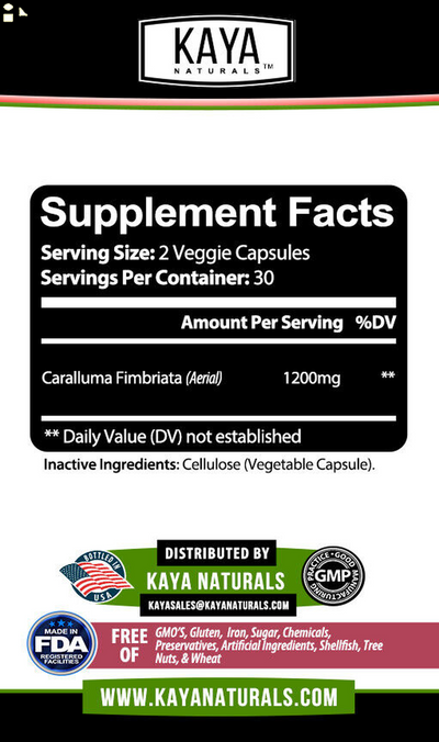 (2 Pack) Caralluma 60Ct 1200Mg High Potency, Appetite Control