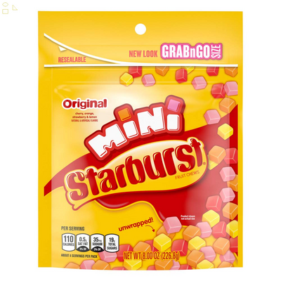 Starburst Original Minis Fruit Chews Candy, Bag, 8 Ounce