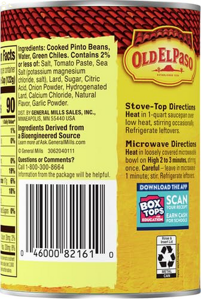 Old El Paso Green Chiles Refried Beans, 16 Oz.