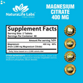 Magnesium Citrate 400Mg Elemental Magnesium 120 Tablets Vegan