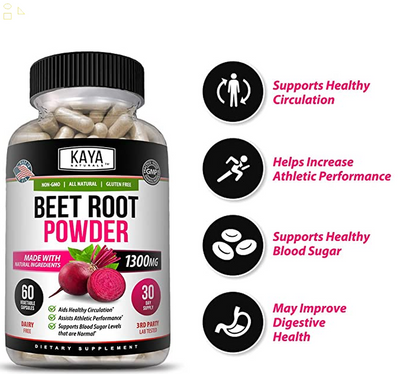 Organic Beet Root Powder 1300Mg Capsules Nitric Oxide Booster Superfood Beetroot