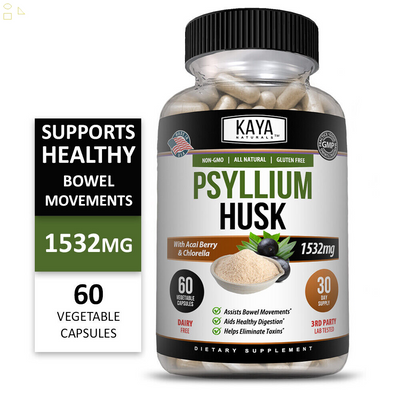 (2 Pack) Psyllium Husk 60Ct - Colon Cleanse, Detox, Energy Boost, 