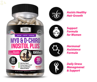 Myo & D-Chiro Inositol plus 60Ct, Women Hormone Support, Manage Stress