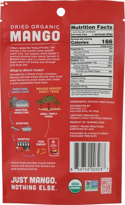 Mavuno Harvest Dried Mango, Organic, 2 Oz