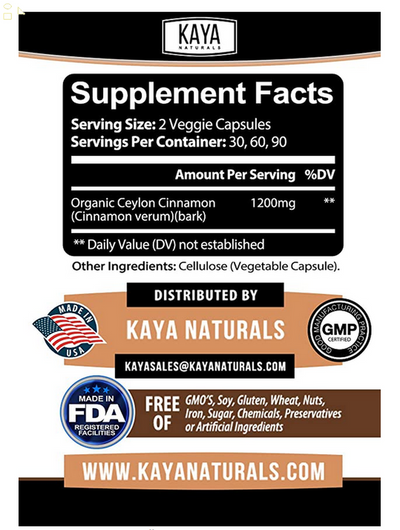 (2 Pack) True Organic Ceylon Cinnamon 1200Mg High Potency Blood Sugar Support