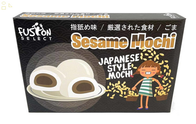 Fusion Select Mochi Daifuku Snacks - Traditional Japanese Rice Cakes with Filling - Flavored Asian Sweet Desserts for Family - Chewy and Soft Texture (Sesame)