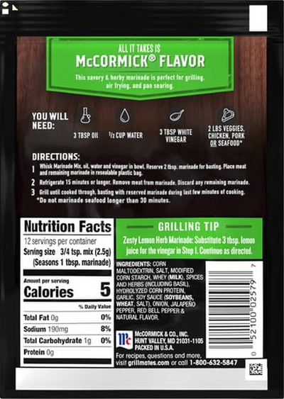 Mccormick Grill Mates Zesty Herb Marinade Mix, 1.06 Oz