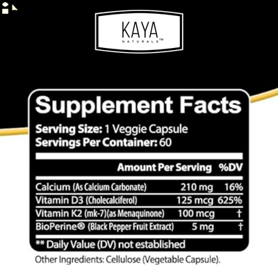 (2 Bottles) Vitamin K2 (MK7) D3 5000 IU Supplement, Bioperine Capsules, Immune