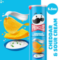 Pringles Potato Crisps Chips, Lunch Snacks, On-The-Go Snacks, Cheddar and Sour Cream, 5.5Oz Can (One Can)