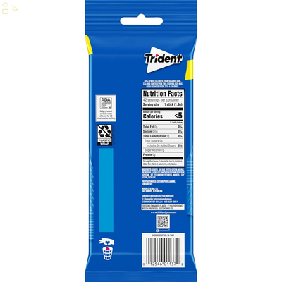 Trident Original Flavor Sugar Free Gum, 3 Packs of 14 Pieces (42 Total Pieces)