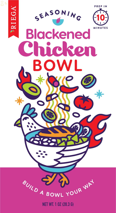 Riega Chicken Bowl Gluten-Free Blackened Chicken Bowl Seasoning Mix, 1 Oz  Packing May Vary 
