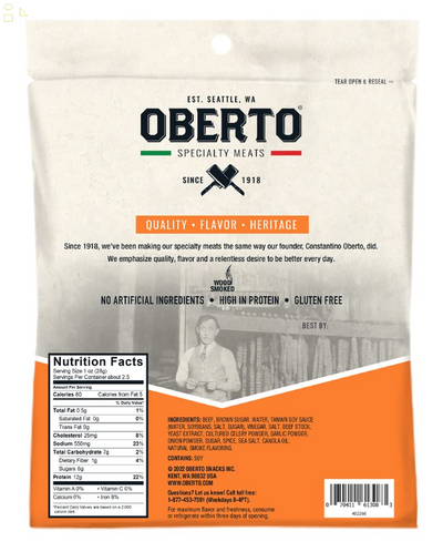 Oberto Teriyaki Natural Style Beef Jerky 2.7 Oz (1623U)
