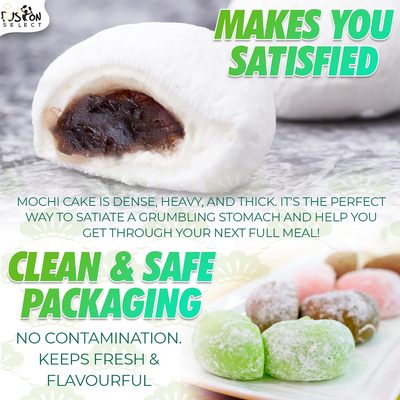 Fusion Select Mochi Daifuku Snacks - Traditional Japanese Rice Cakes with Filling - Flavored Asian Sweet Desserts for Family - Chewy and Soft Texture (Sesame)
