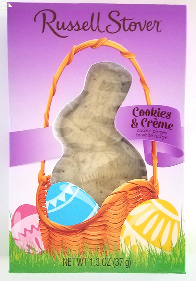 Russell Stover (1 Box) Cookies & Creme White Fudge Easter Bunny Candy - Net Wt. 1.3 / 37 G