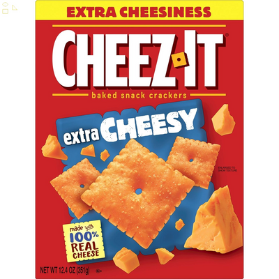 Cheez-It Cheese Crackers, Baked Snack Crackers, Lunch Snacks, Extra Cheesy, 12.4Oz Box (1 Box)