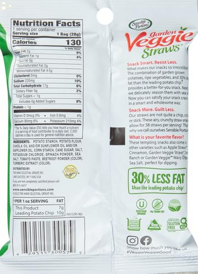 Sensible Portions Garden Veggie Straws, Sea Salt