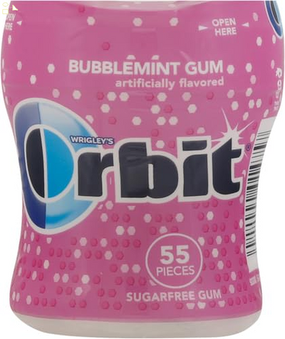 Orbit Bubblemint Sugarfree Gum, 55 Piece Bottle