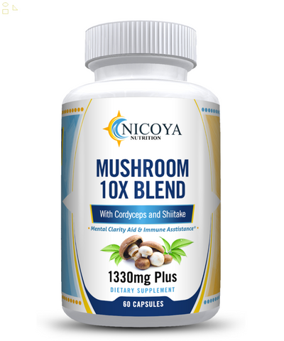 10X Mushroom Complex Supplement- Lions Mane, Reishi, Shiitake, Immune Capsule