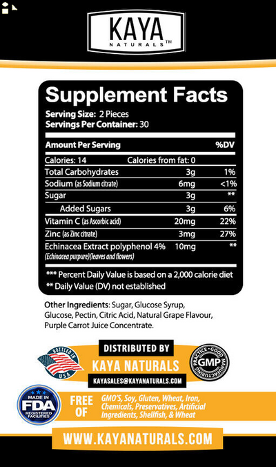 (2 Bottle Pack) Immune Support Gummies, Zinc Vitamin C & Echinacea, Great Gummy