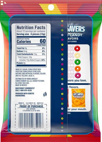 Lifesavers, Hard Candy 5 Flavors Bag, 6.25 Oz