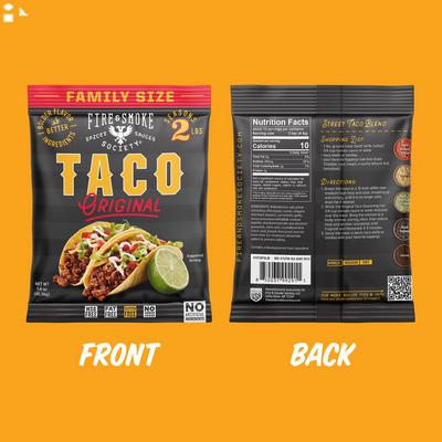 Fire & Smoke Society Family Size Taco Seasoning Mix 1.6 Oz, Seasons 2 Lbs, Mixed Spices & Seasonings