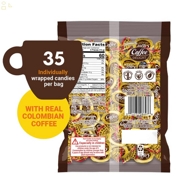 Colombina Coffee Delight Chewy Candy, Gluten-Free Soft Chewy Coffee Candies Made W/Authentic Colombian Coffee, 1 Pack (35 Count)