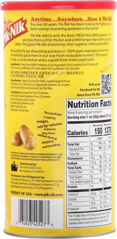 Pik-Nik Foods Original Shoestring Potatoes, 9 Oz