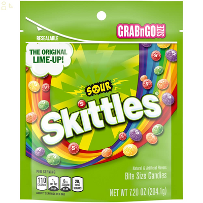 Skittles Sour Skittles Candy, 7.2 Oz