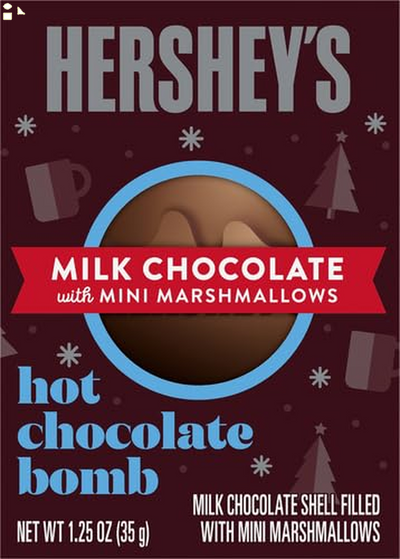 HERSHEY'S Milk Chocolate Mini Marshmallows Hot Chocolate Bomb, Christmas Candy Gift Box, 1.25 Oz