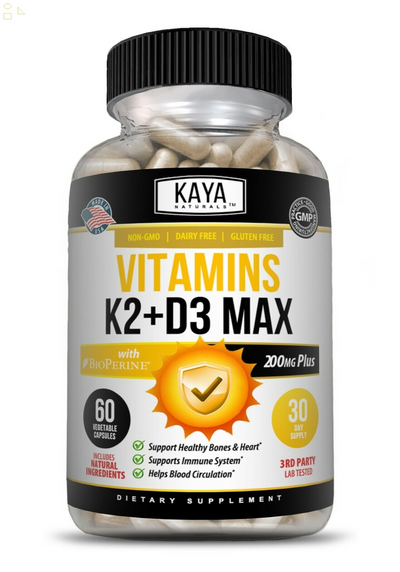 (2 Bottles) Vitamin K2 (MK7) D3 5000 IU Supplement, Bioperine Capsules, Immune