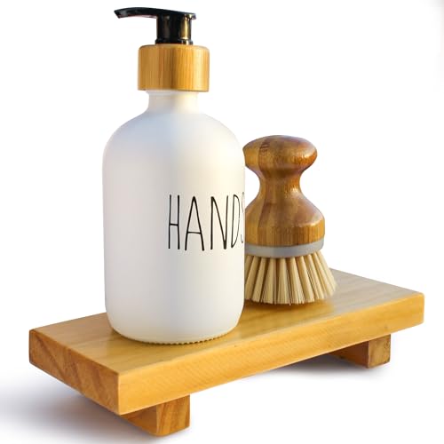 Wood Pedestal Stand Risers 8.7''x3.5'' Small Wooden Riser Soap Stand for Table Countertop Kitchen Sink